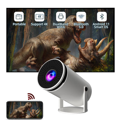 Hy300 Mini Portable Projector - 4K 8K Video Decoding, 720P HD, Android 11, Wi-Fi, BT 5.1